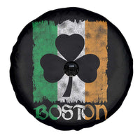 Boston St Patricks Day Spare Tire Cover Distressed Shamrock Vintage Irish Flag