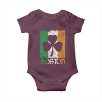 Boston St Patricks Day Baby Onesie Distressed Shamrock Vintage Irish Flag