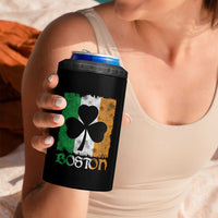 Boston St Patricks Day 4 in 1 Can Cooler Tumbler Distressed Shamrock Vintage Irish Flag
