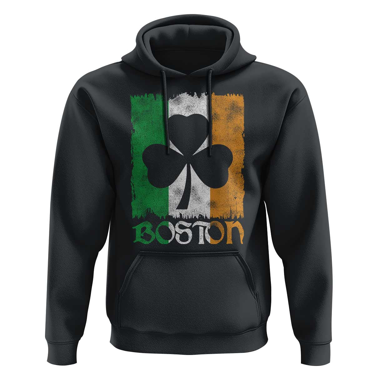 Boston St Patricks Day Hoodie Distressed Shamrock Vintage Irish Flag