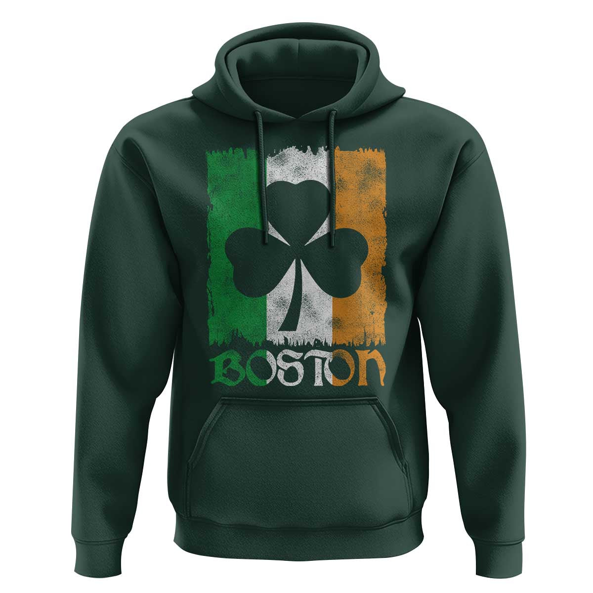 Boston St Patricks Day Hoodie Distressed Shamrock Vintage Irish Flag