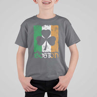 Boston St Patricks Day T Shirt For Kid Distressed Shamrock Vintage Irish Flag