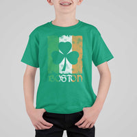 Boston St Patricks Day T Shirt For Kid Distressed Shamrock Vintage Irish Flag