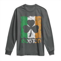 Boston St Patricks Day Long Sleeve Shirt Distressed Shamrock Vintage Irish Flag