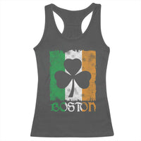 Boston St Patricks Day Racerback Tank Top Distressed Shamrock Vintage Irish Flag