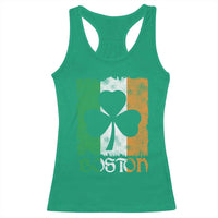 Boston St Patricks Day Racerback Tank Top Distressed Shamrock Vintage Irish Flag