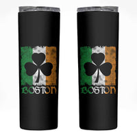 Boston St Patricks Day Skinny Tumbler Distressed Shamrock Vintage Irish Flag