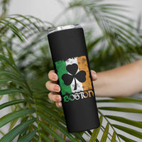 Boston St Patricks Day Skinny Tumbler Distressed Shamrock Vintage Irish Flag