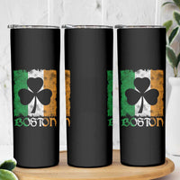 Boston St Patricks Day Skinny Tumbler Distressed Shamrock Vintage Irish Flag