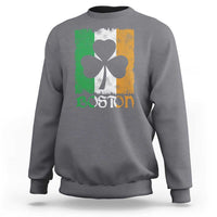 Boston St Patricks Day Sweatshirt Distressed Shamrock Vintage Irish Flag