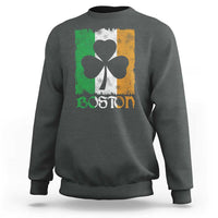 Boston St Patricks Day Sweatshirt Distressed Shamrock Vintage Irish Flag