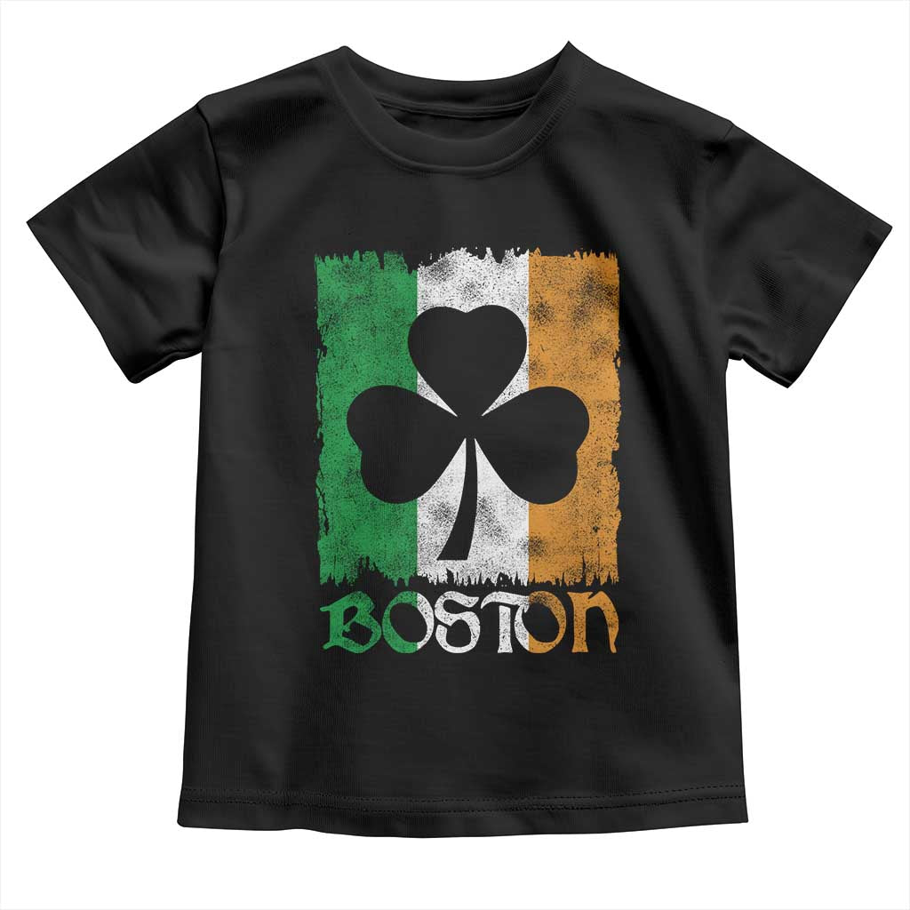 Boston St Patricks Day Toddler T Shirt Distressed Shamrock Vintage Irish Flag