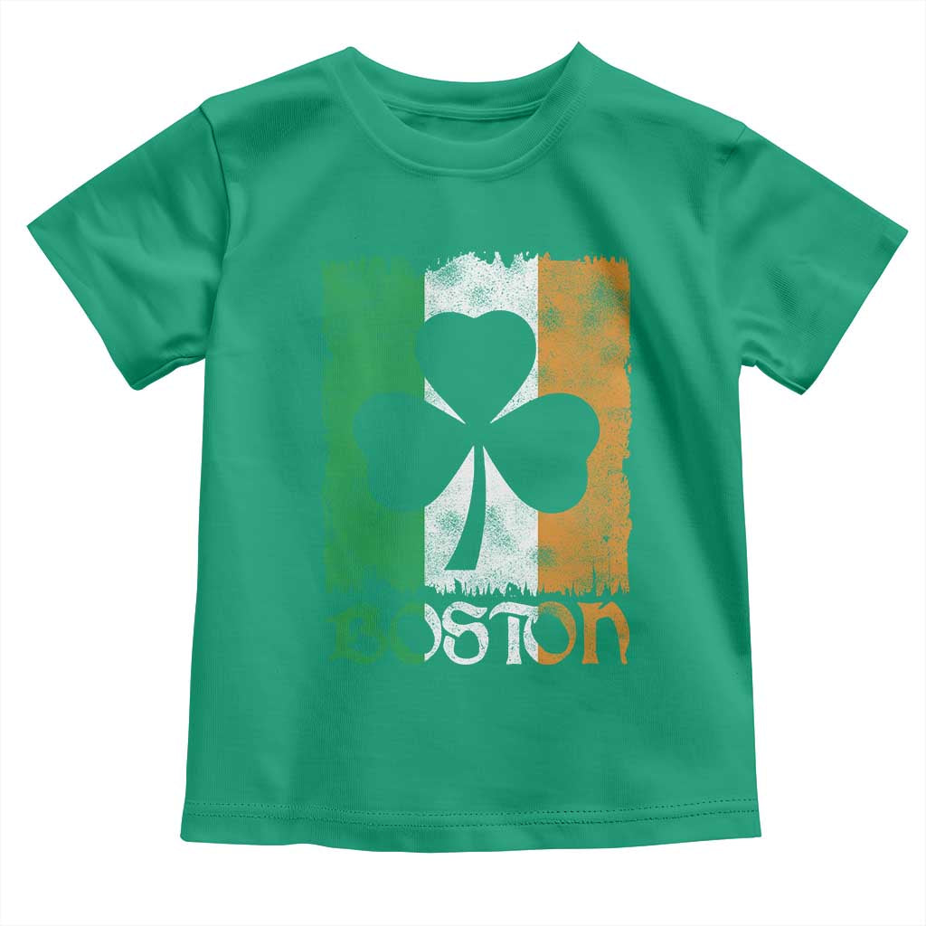 Boston St Patricks Day Toddler T Shirt Distressed Shamrock Vintage Irish Flag