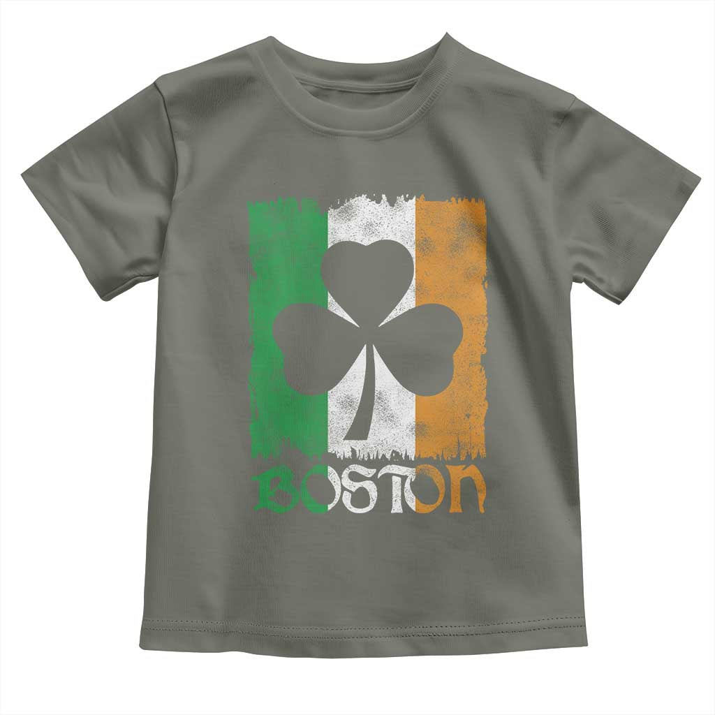 Boston St Patricks Day Toddler T Shirt Distressed Shamrock Vintage Irish Flag