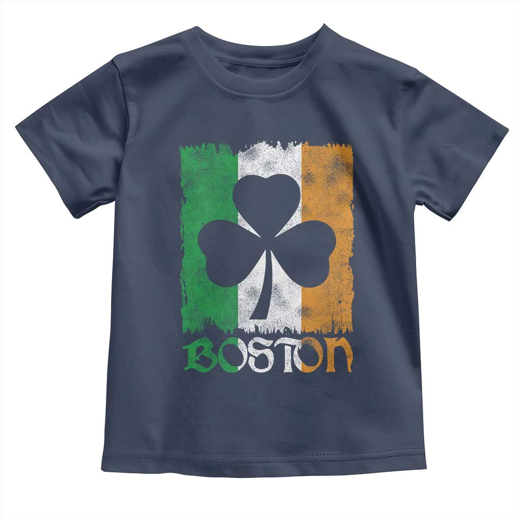 Boston St Patricks Day Toddler T Shirt Distressed Shamrock Vintage Irish Flag