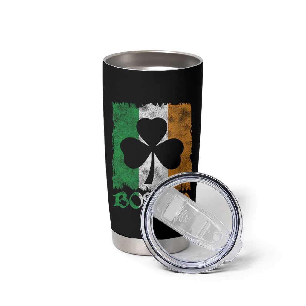Boston St Patricks Day Tumbler Cup Distressed Shamrock Vintage Irish Flag