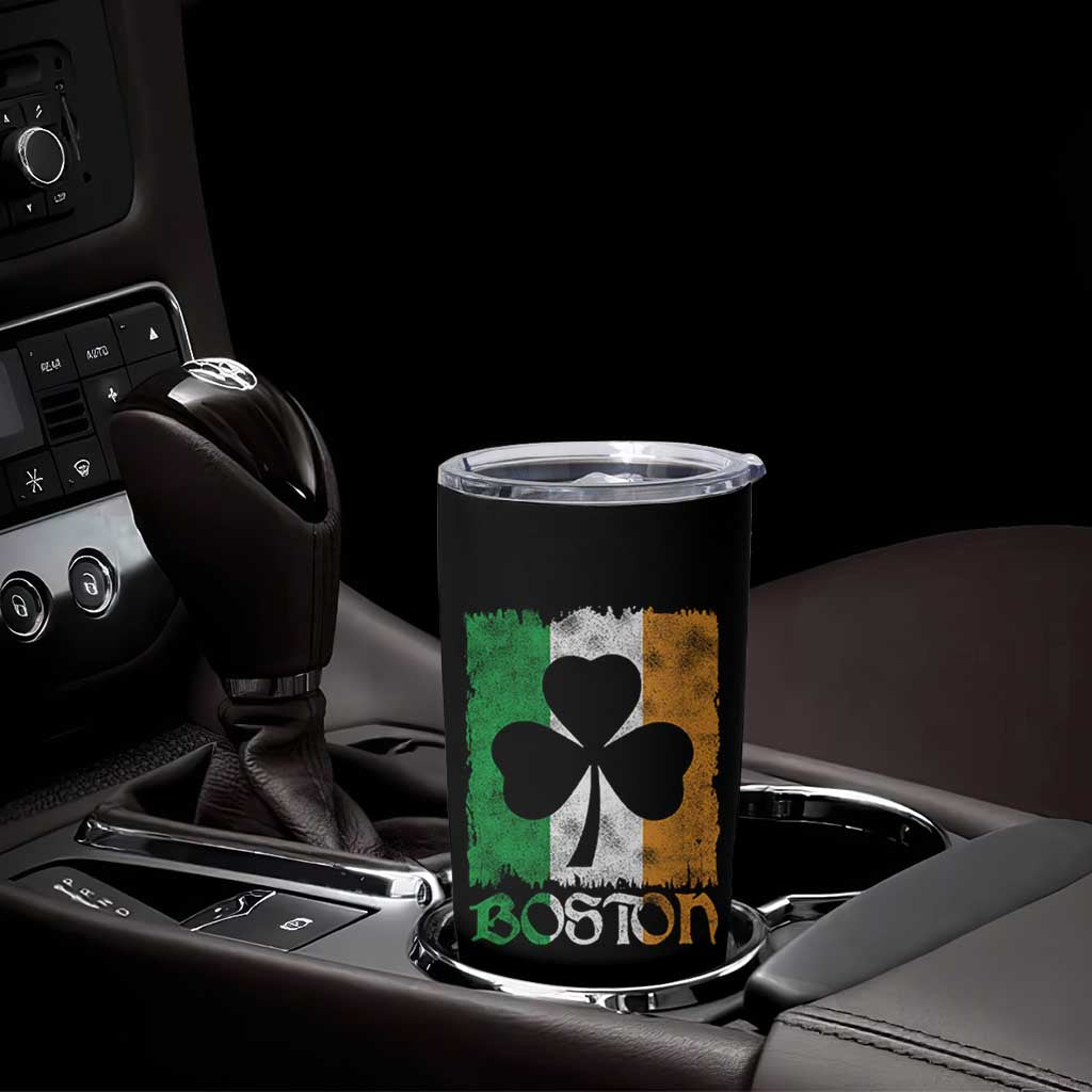 Boston St Patricks Day Tumbler Cup Distressed Shamrock Vintage Irish Flag