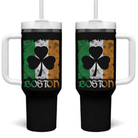 Boston St Patricks Day Tumbler With Handle Distressed Shamrock Vintage Irish Flag