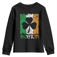 Boston St Patricks Day Youth Sweatshirt Distressed Shamrock Vintage Irish Flag