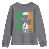 Boston St Patricks Day Youth Sweatshirt Distressed Shamrock Vintage Irish Flag