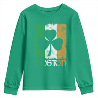Boston St Patricks Day Youth Sweatshirt Distressed Shamrock Vintage Irish Flag