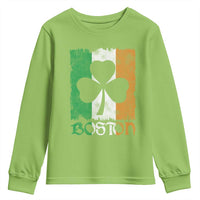 Boston St Patricks Day Youth Sweatshirt Distressed Shamrock Vintage Irish Flag