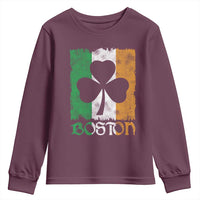Boston St Patricks Day Youth Sweatshirt Distressed Shamrock Vintage Irish Flag