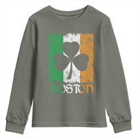 Boston St Patricks Day Youth Sweatshirt Distressed Shamrock Vintage Irish Flag