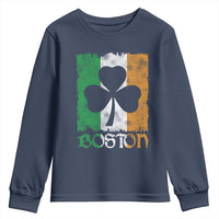 Boston St Patricks Day Youth Sweatshirt Distressed Shamrock Vintage Irish Flag