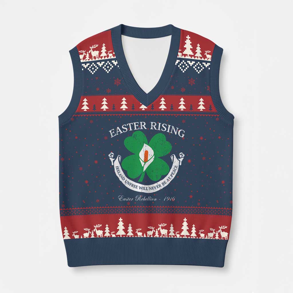 Easter Rising V-Neck Knit Sweater Vest Ireland Unfree Will Never Be At Peace 1916 Irish Rebellions