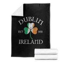 Dublin Ireland Est 988 Throw Blanket St Patricks Day Shamrock Leaf