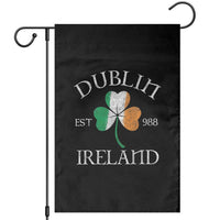Dublin Ireland Est 988 Garden Flag St Patricks Day Shamrock Leaf