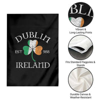 Dublin Ireland Est 988 Garden Flag St Patricks Day Shamrock Leaf