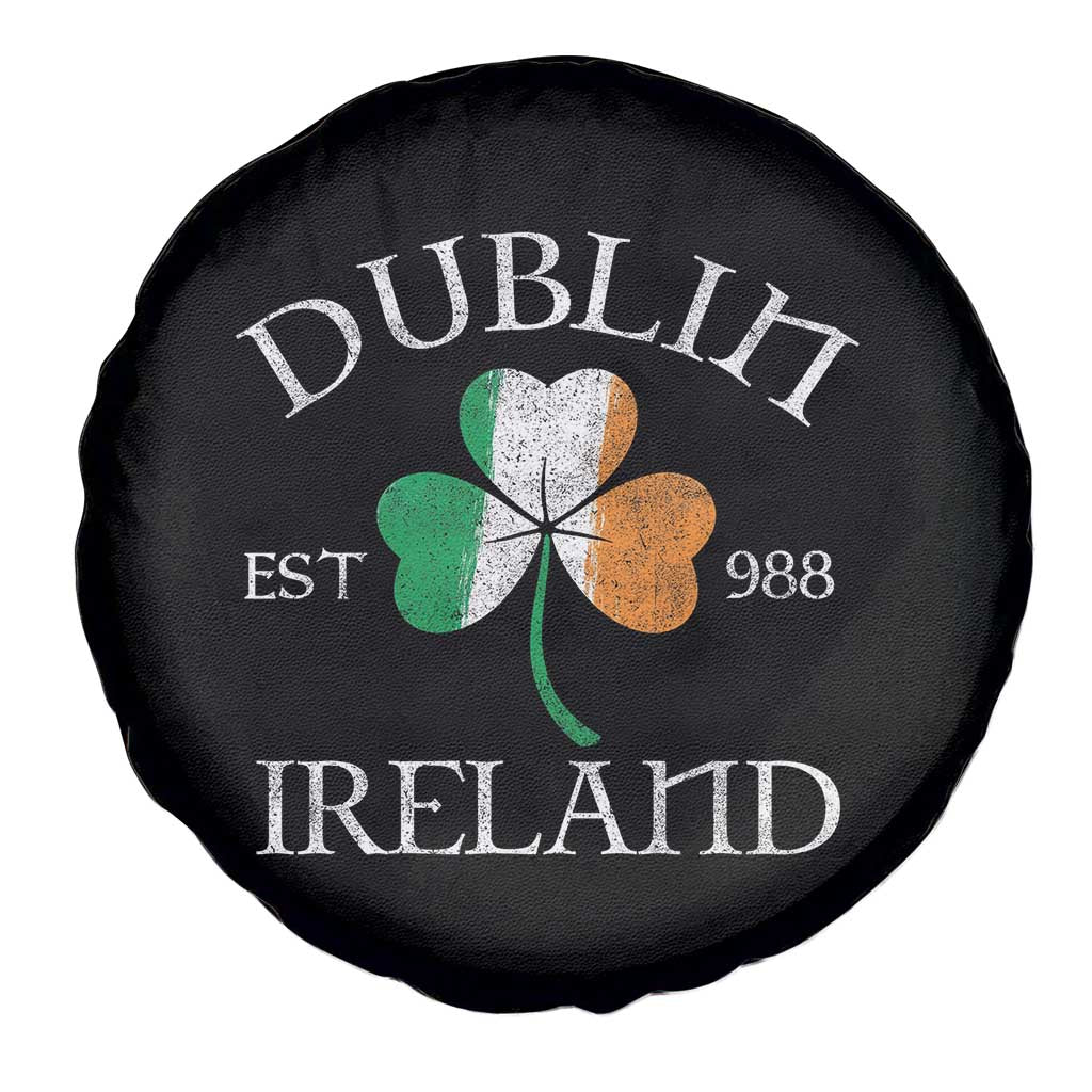 Dublin Ireland Est 988 Spare Tire Cover St Patricks Day Shamrock Leaf