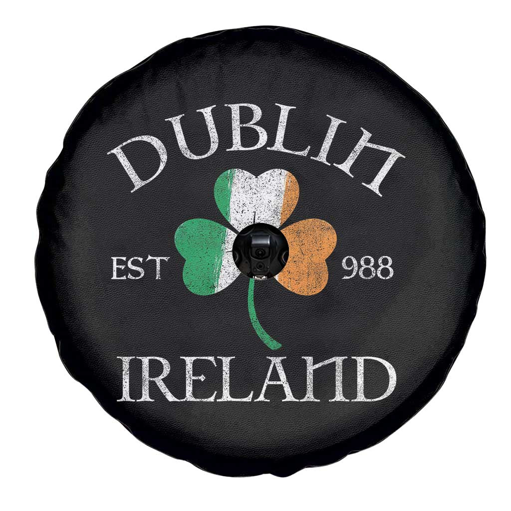 Dublin Ireland Est 988 Spare Tire Cover St Patricks Day Shamrock Leaf