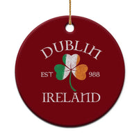 Dublin Ireland Est 988 Ceramic Ornament St Patricks Day Shamrock Leaf