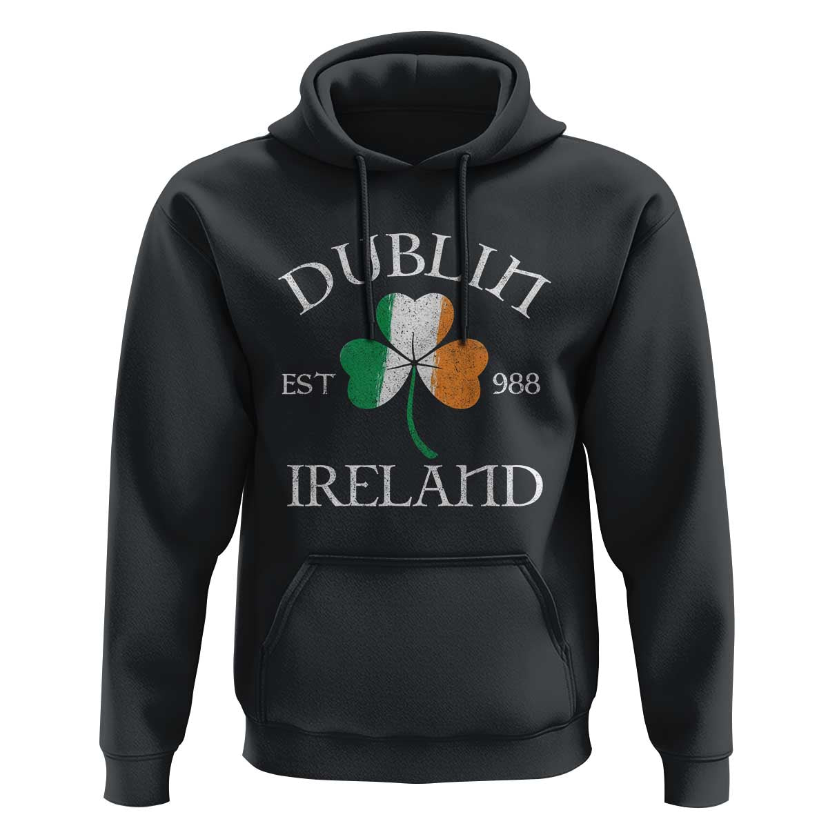 Dublin Ireland Est 988 Hoodie St Patricks Day Shamrock Leaf
