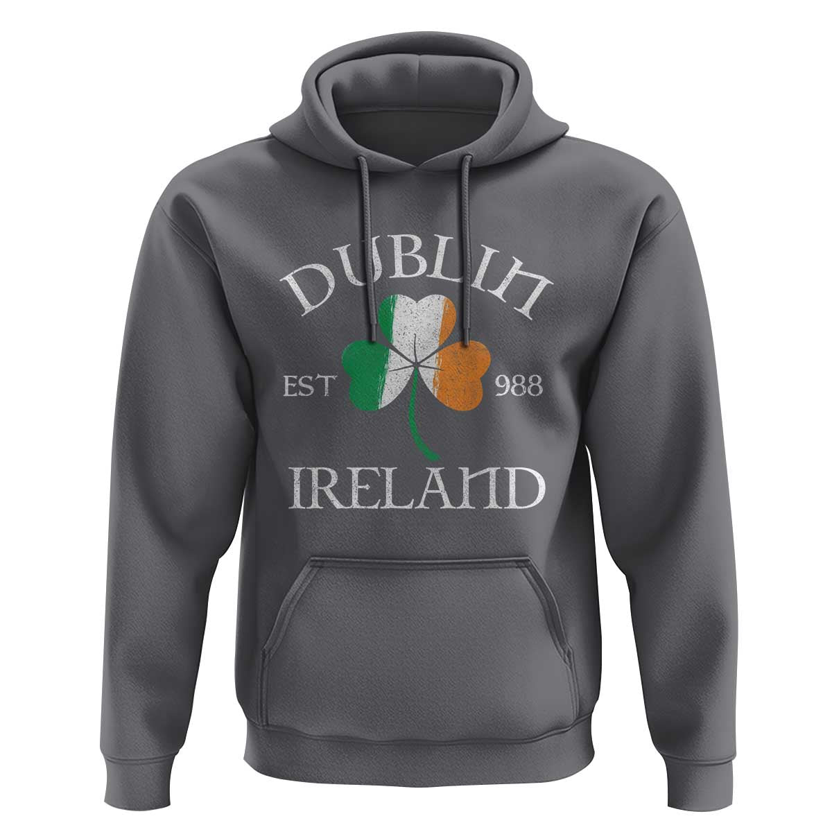 Dublin Ireland Est 988 Hoodie St Patricks Day Shamrock Leaf