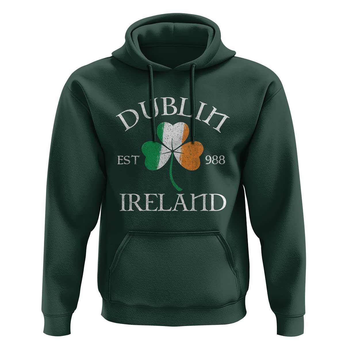 Dublin Ireland Est 988 Hoodie St Patricks Day Shamrock Leaf