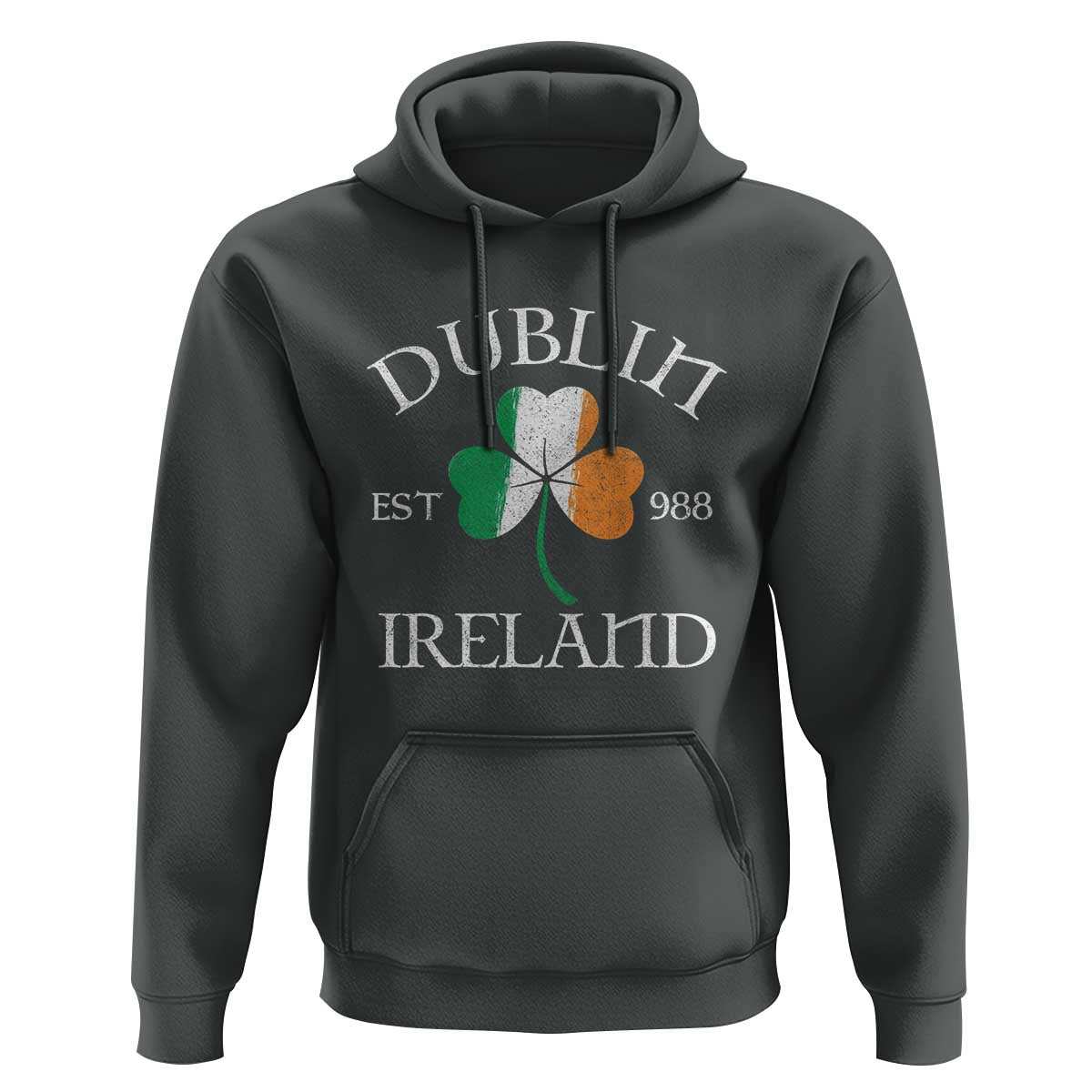Dublin Ireland Est 988 Hoodie St Patricks Day Shamrock Leaf