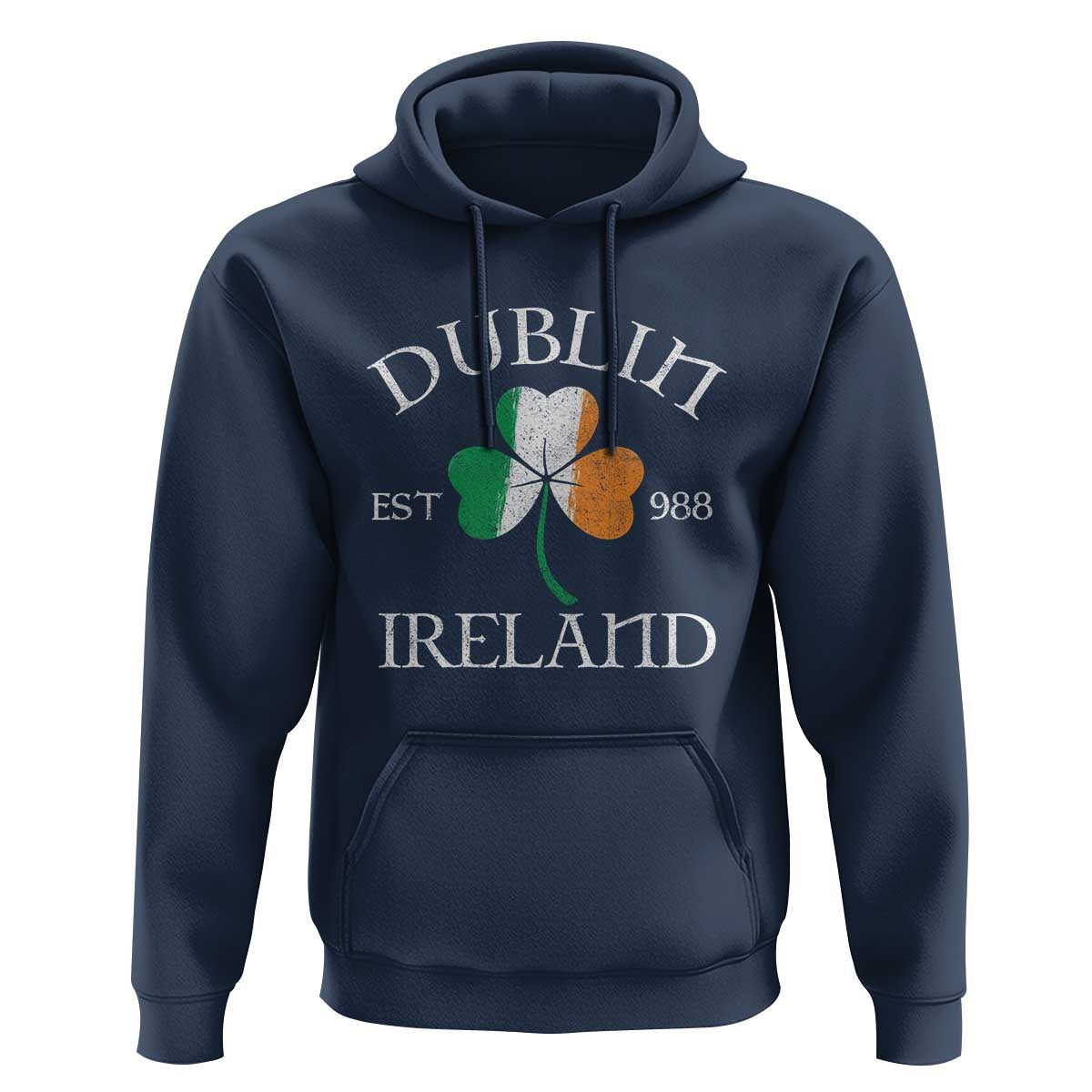 Dublin Ireland Est 988 Hoodie St Patricks Day Shamrock Leaf