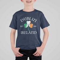 Dublin Ireland Est 988 T Shirt For Kid St Patricks Day Shamrock Leaf