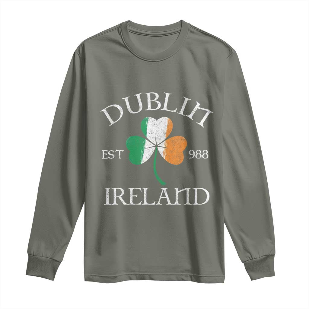 Dublin Ireland Est 988 Long Sleeve Shirt St Patricks Day Shamrock Leaf