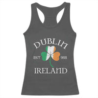 Dublin Ireland Est 988 Racerback Tank Top St Patricks Day Shamrock Leaf