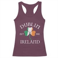 Dublin Ireland Est 988 Racerback Tank Top St Patricks Day Shamrock Leaf