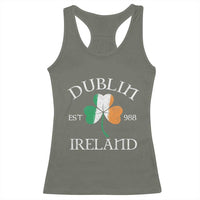 Dublin Ireland Est 988 Racerback Tank Top St Patricks Day Shamrock Leaf