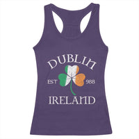 Dublin Ireland Est 988 Racerback Tank Top St Patricks Day Shamrock Leaf