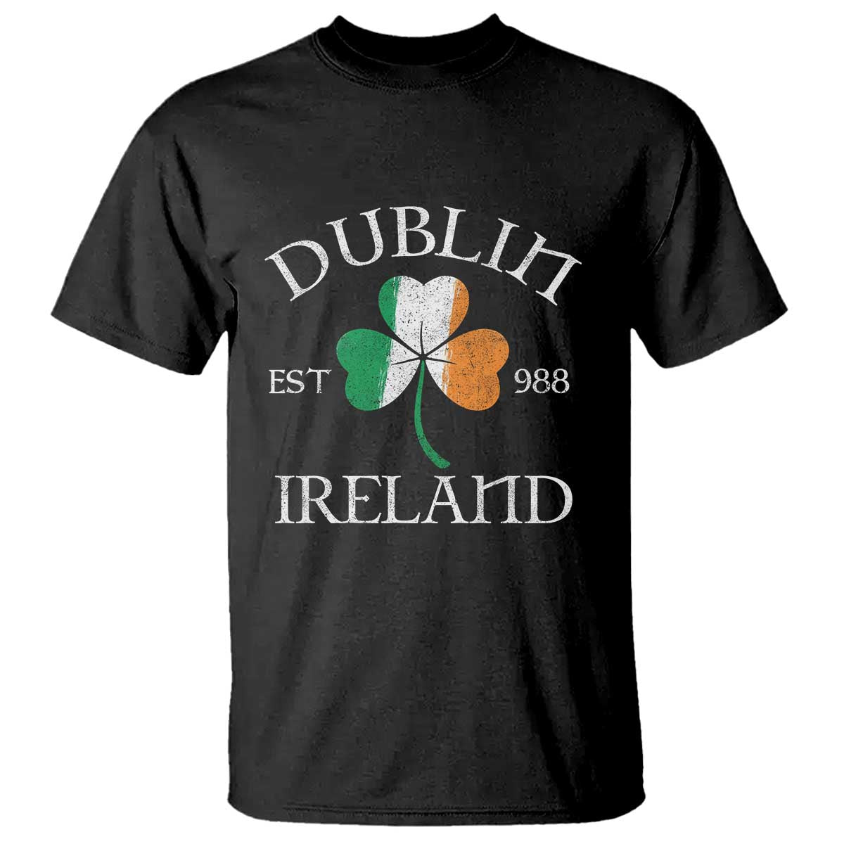 Dublin Ireland Est 988 T Shirt St Patricks Day Shamrock Leaf