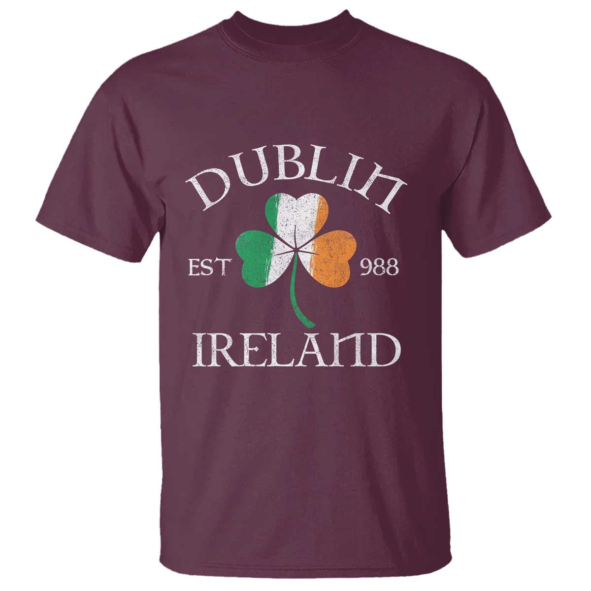 Dublin Ireland Est 988 T Shirt St Patricks Day Shamrock Leaf
