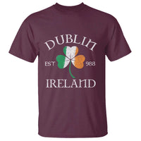 Dublin Ireland Est 988 T Shirt St Patricks Day Shamrock Leaf